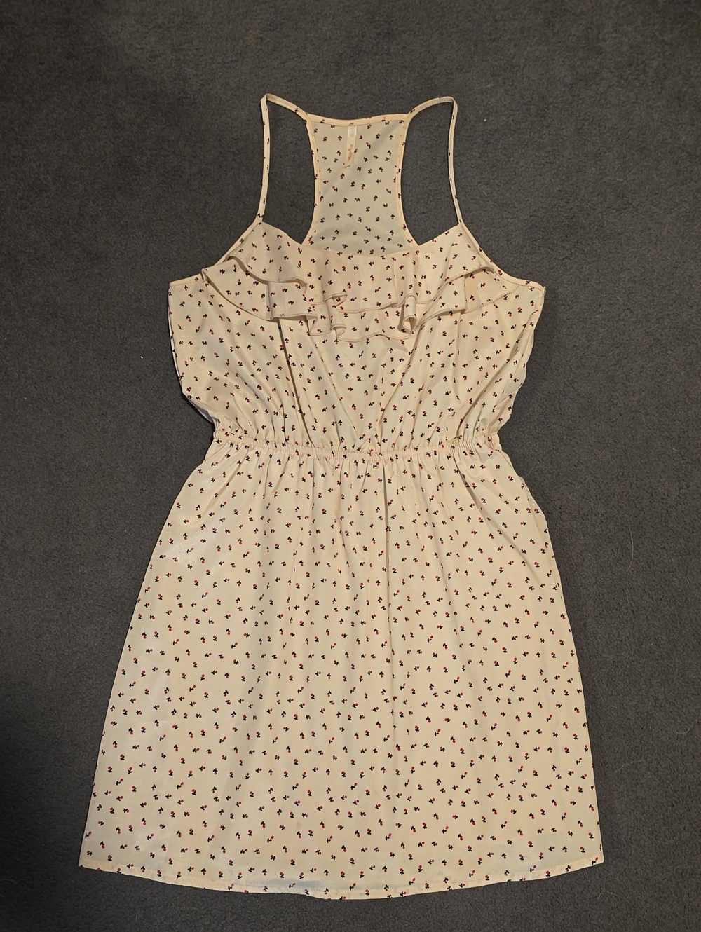 Sonia Rykiel Cream Mini Dress with Red Floral Print